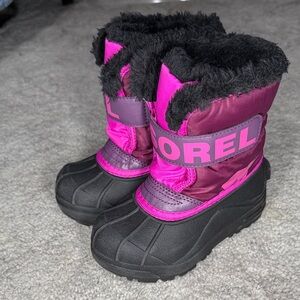 Sorel Kids Bright Pink and Black Insulated Snow Boots